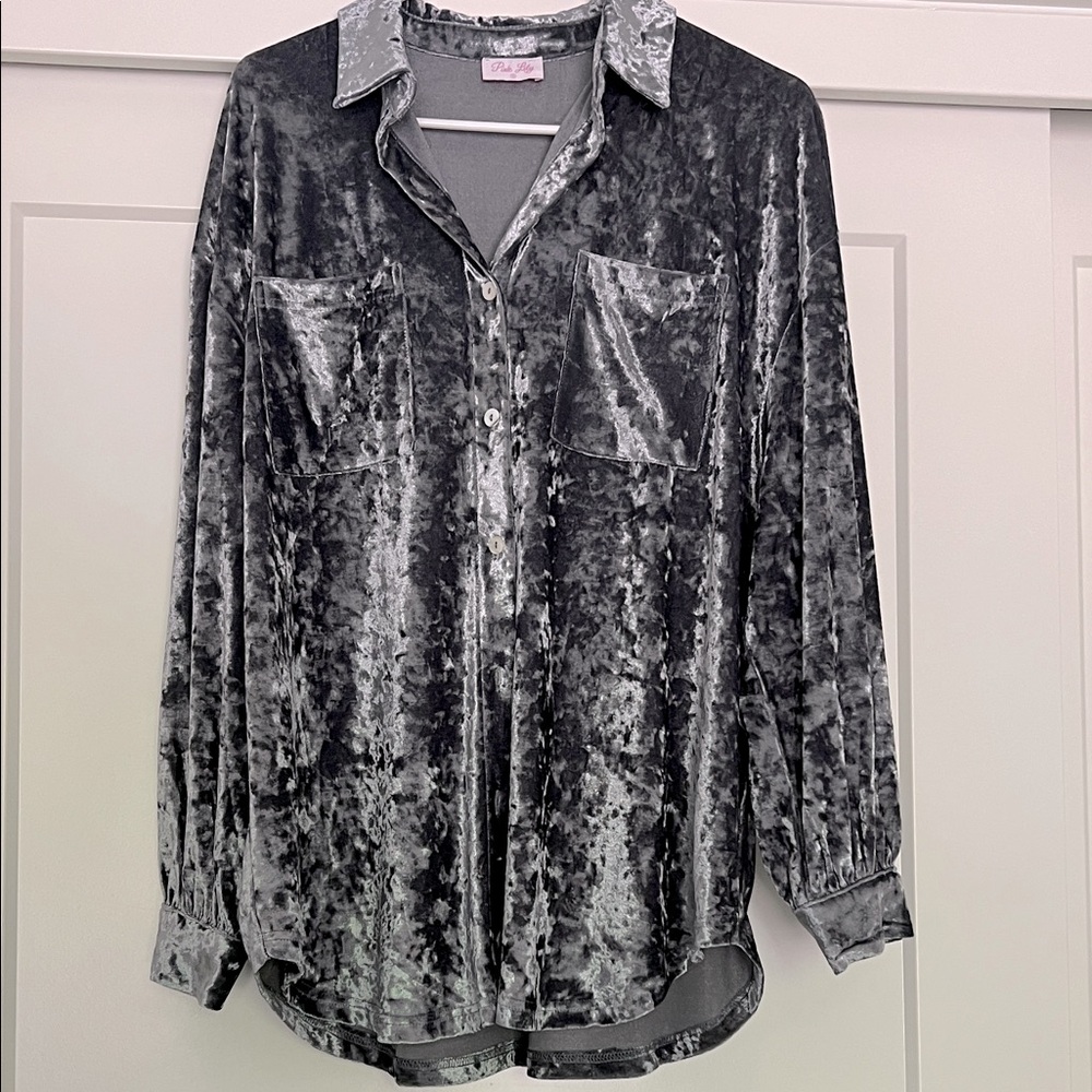 Pink Lily Velvet Top Size S